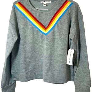 Rainbow Long Sleeve Sweatshirt: Colorful and Comfy - Eye Candy, Gray, Medium
